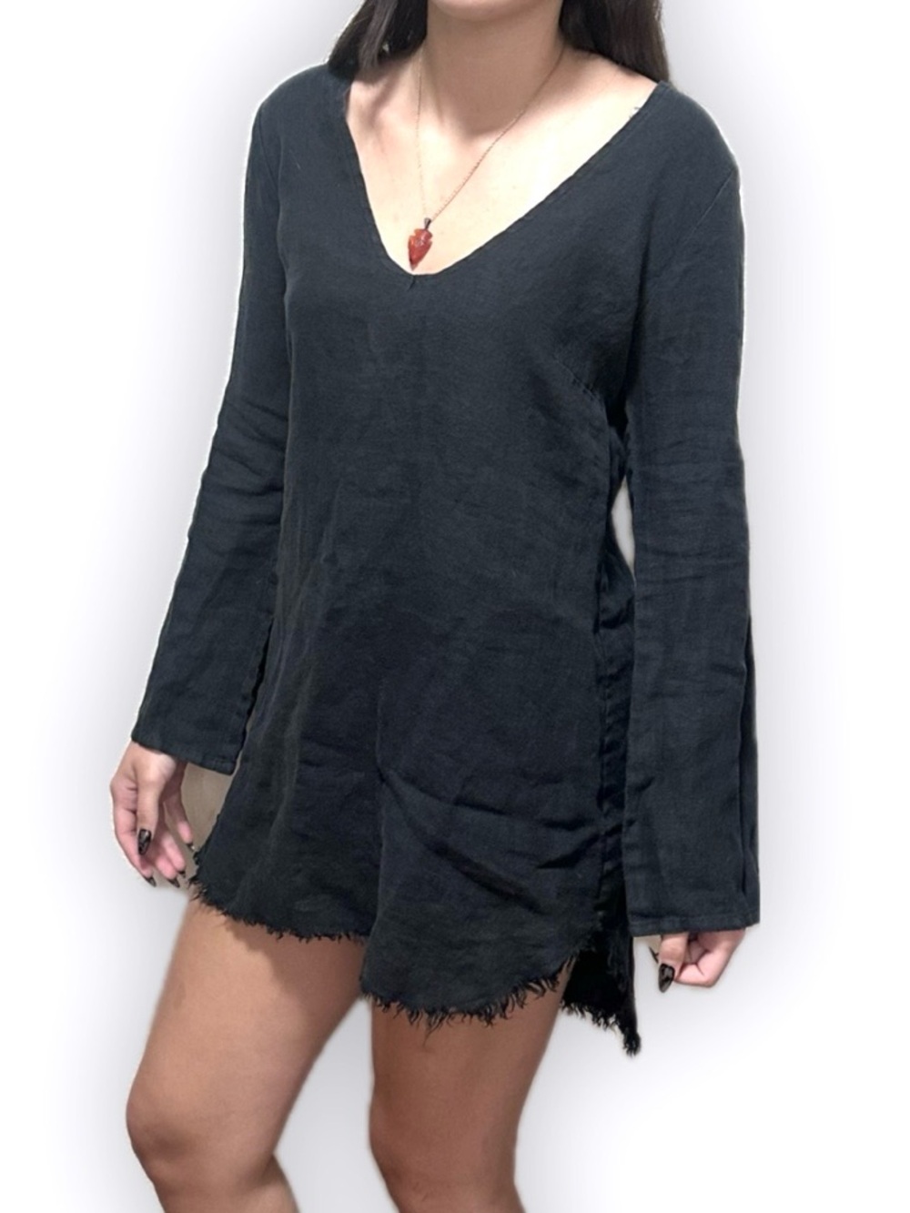FAITHFULL Black Linen Mini Dress - Picture 1 of 4